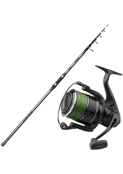 Sazan Kamışı Seti Okuma Alaris Tele Surf 390 cm 100-200 gr Surf Kamışı & Dam Quick Darkside 4b Spod 7000S Fd 3+1bb 200M 30LB Olta Makinesi