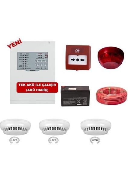 Yangın Alarm Sistemi Seti 3'lü Kablo Dahil