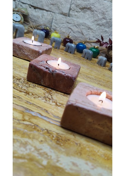 Mermer Mumluk Tealigt Traverten 7X7X3CM fiyatları