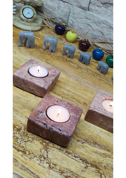 Mermer Mumluk Tealigt Traverten 7X7X3CM fırsatları