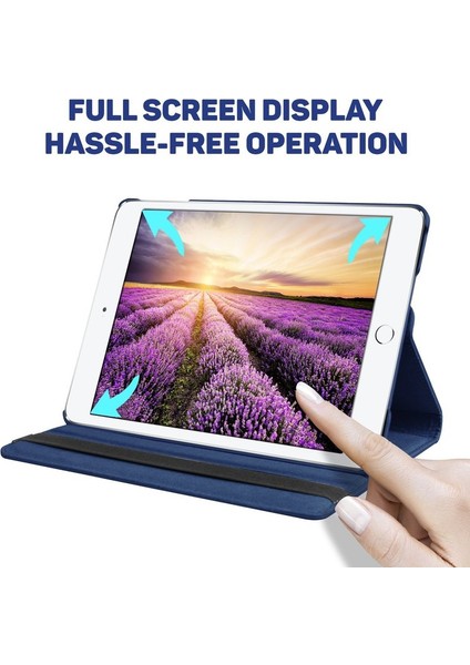 Apple iPad 10.2 9.nesil Kılıf Yatay ve Dikey Standlı Dönerli Deri Kılıf (Model A2602,A2603,A2604)