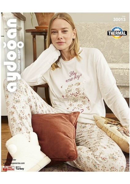 Kadın Termal Pamuklu Uzun Kollu Pijama Takımı