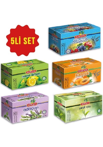 Sallama Çay 5'li Paket Nane Limon, Adaçayı, Meyve Karnavalı, Yeşilçay, Kayısılı Form