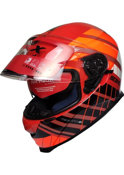 X507 Güneş Vizörlü Kapalı Kask Eagle Skın Turuncu modelleri