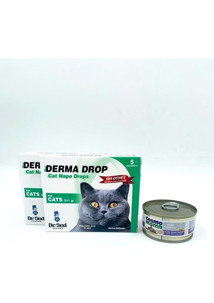 Kedi 5li Damla Paketi 2 Adet + Cosmo Gurme Konserve 85GR