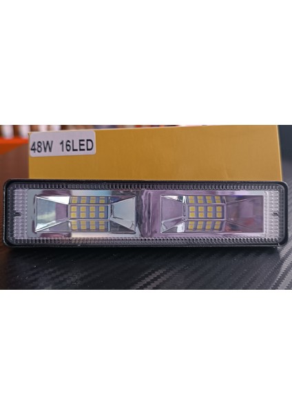 48W 16 LED Araba Çalışma Işığı Yüksek Parlak 2 Modlu Düz-Ve Çakar Modlu Offroad Otomobil Kamyon Sürüş Sis Farları Sürüş Lambası 12V Işık Çubuğu