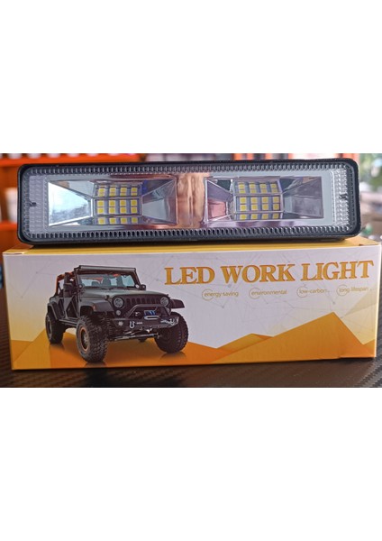 48W 16 LED Araba Çalışma Işığı Yüksek Parlak 2 Modlu Düz-Ve Çakar Modlu Offroad Otomobil Kamyon Sürüş Sis Farları Sürüş Lambası 12V Işık Çubuğu