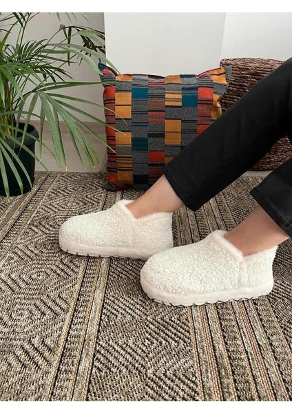 Ultra Hafif Rahat Panduf Kadın Ev Botu Ev Ayakkabısı Sıcak Tutan Kıvırcık