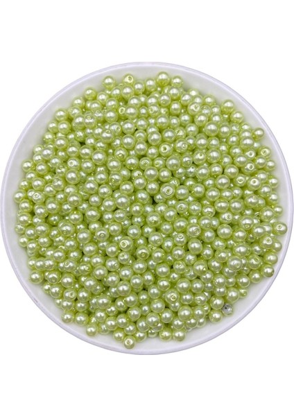5 mm Açık Yeşil Cam Inci Boncuk, Takı Aksesuar Yapım Boncuğu (50 Gr,-300 Adet )