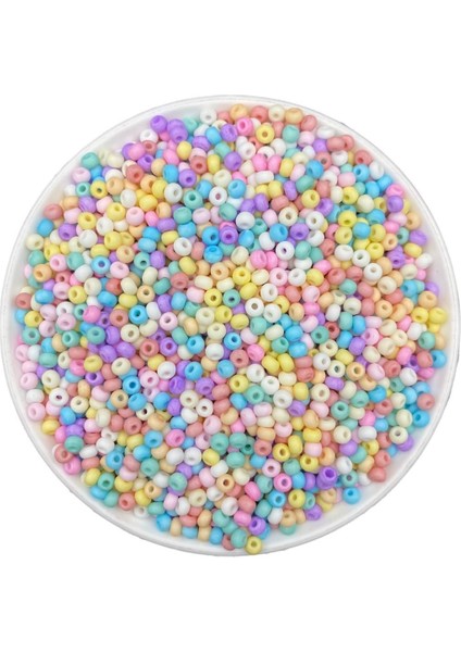 50GR Karışık Pastel Tonlu Mat Kum Boncuk, Cam Kum Boncuk,takı Yapım Boncuğu (50GR,~700 Adet)