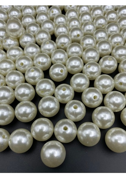 100GR 20MM Krem Renk Lüks / Lüx Kaplama Plastik Inci Boncuk Çanta,takı Boncuğu (100GR,~24 Adet)