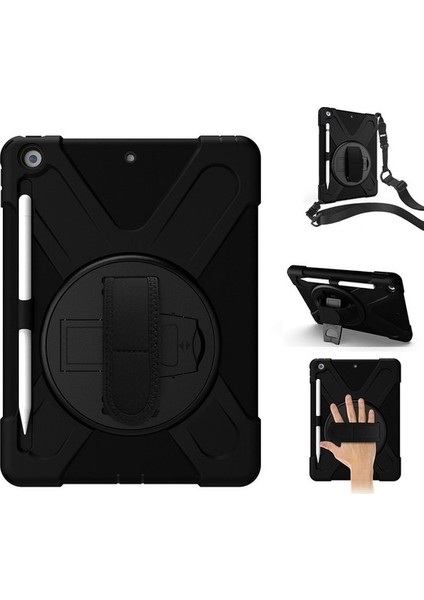 Apple ipad 9.7 2017 (5.nesil) Kılıf Yatay Standlı ve Askılı Military Amazing Defender Zırh Özellikli Kılıf (Model A1822,A1823) modelleri