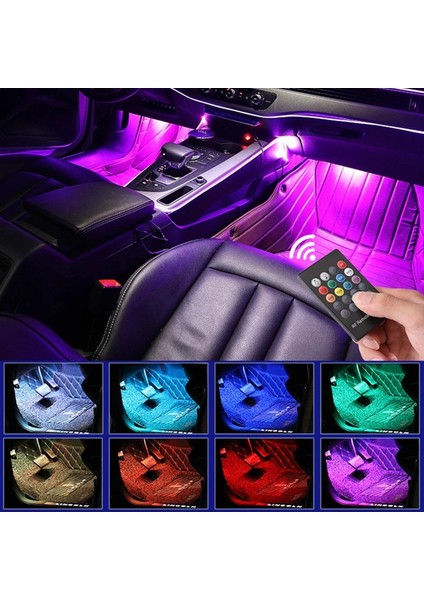Ayak Altı LED Kumandalı Araç İçi Aydınlatma 4'lü Sese Duyarlı Renk fiyatları
