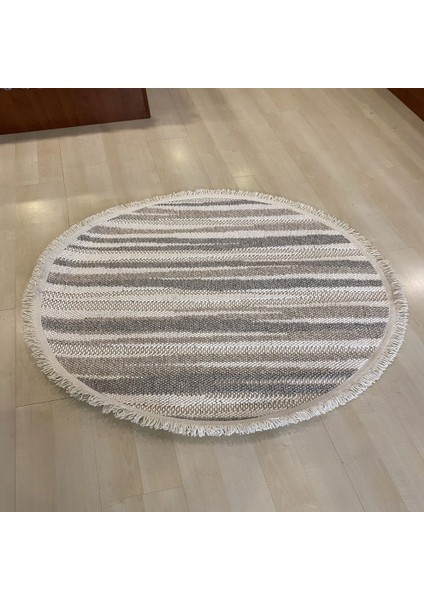 Motto Mot 02 Whıte Beıge Yuvarlak Halı 120*120 cm