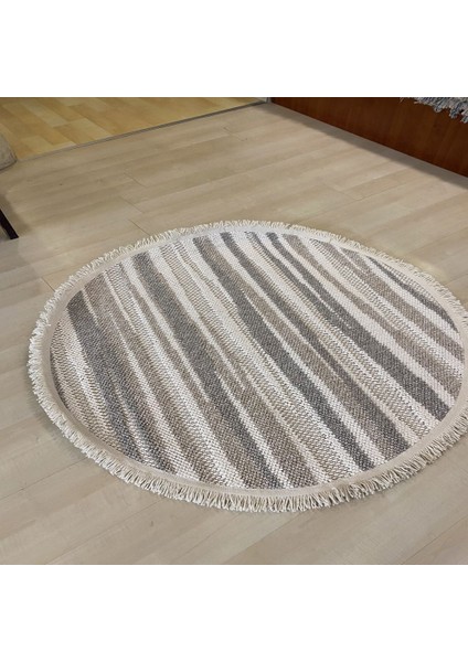 Motto Mot 02 Whıte Beıge Yuvarlak Halı 120*120 cm modelleri