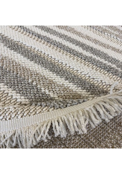 Motto Mot 02 Whıte Beıge Yuvarlak Halı 120*120 cm indirimleri