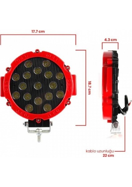 Off Road LED Projektör Spot Delici Cree 17LED 51W 6500K 1 Adet Araba LED Çubuk Worklight 51W Offroad Çalışma Işığı 12V 24V Sis Lambası Off Road 4x4 Kamyon Tekne Suv Atv 4 Için LED Traktör Spot Sis