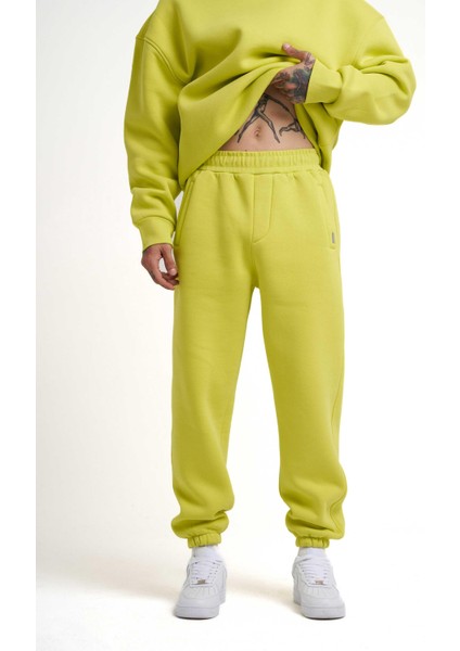 Erkek Basic Jogger Relaxed Neon Sarı Eşofman Altı