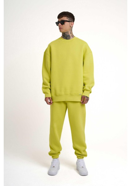 Erkek Basic Jogger Relaxed Neon Sarı Eşofman Altı