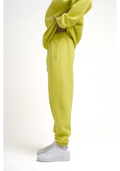 Erkek Basic Jogger Relaxed Neon Sarı Eşofman Altı
