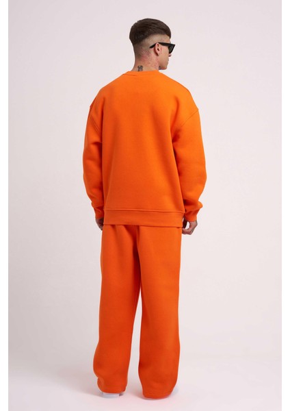 Erkek Baggy Oversize Turuncu Eşofman Altı