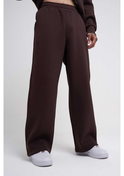 Erkek Baggy Oversize Kahverengi Eşofman Altı