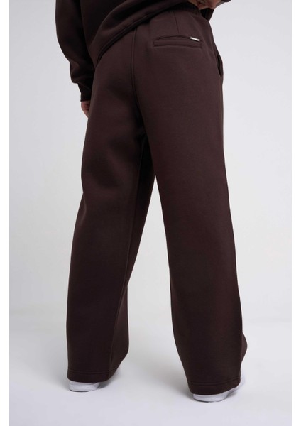 Erkek Baggy Oversize Kahverengi Eşofman Altı