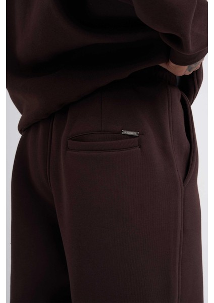 Erkek Baggy Oversize Kahverengi Eşofman Altı