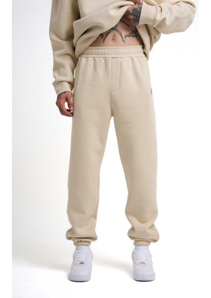 Erkek Basic Jogger Relaxed Açık Bej Eşofman Altı