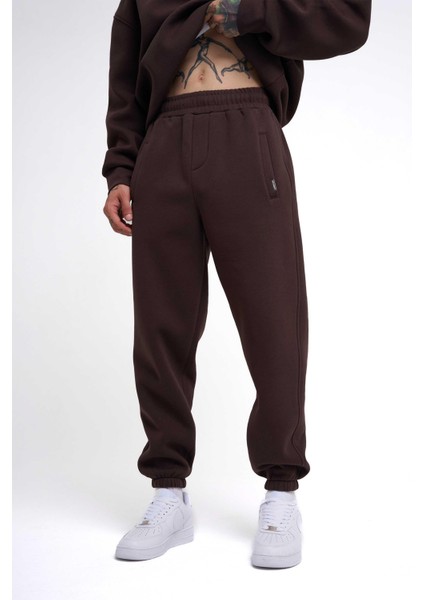 Erkek Basic Jogger Relaxed Kahverengi Eşofman Altı