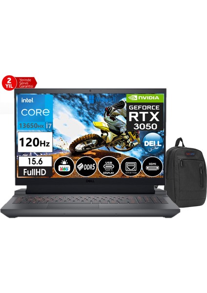 G15 5530 Intel Core I7 13650HX 32GB DDR5RAM 1tb SSD 6gb RTX3050 15,6 Inç 120Hz Fhd WINDOWS11PRO Taşınabilir Bilgisayar G5530240100523+WEBLEGELSINÇANTA
