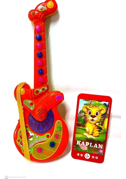 Berattoys Iki Ürün Birarada Pilli Işıklı Türkçe Müzikli Gitar&ışıklı Müzikli Cep Telefonu 2 Li