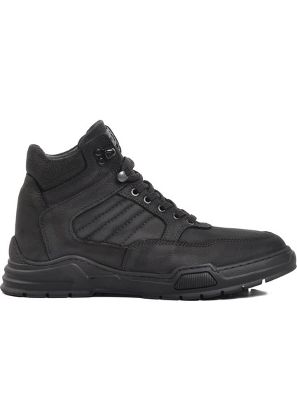 220048 Siyah Nubuk Hakiki Deri Erkek Düz Bot