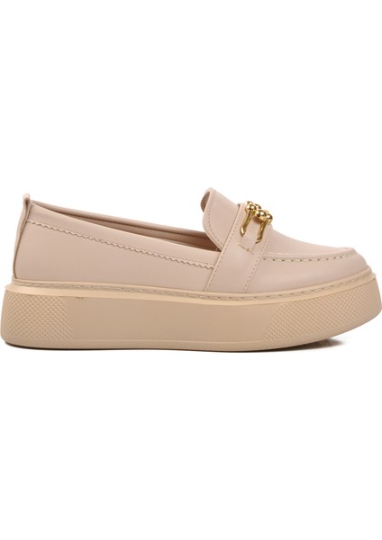 261075 Bej Kadın Loafer Ayakkabı