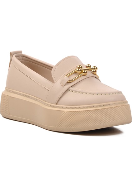 261075 Bej Kadın Loafer Ayakkabı