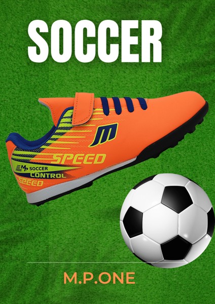 Kidessa 1753-1368 Bantlı Çocuk Halı Saha Futbol Ayakkabısı - NKT01753-TURUNCU-31