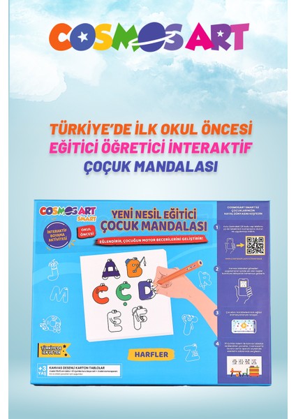 Çocuklar Için 4’lü 15 x 15 cm cm Interaktif Karton Kanvas Mandala – 6’lı Jumbo Kalem Hediyeli fırsatları
