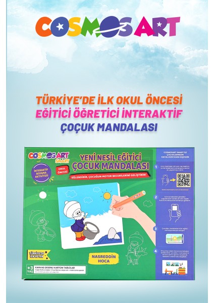 Çocuklar Için 4’lü 15 x 15 cm cm Interaktif Karton Kanvas Mandala – 6’lı Jumbo Kalem Hediyeli fiyatları