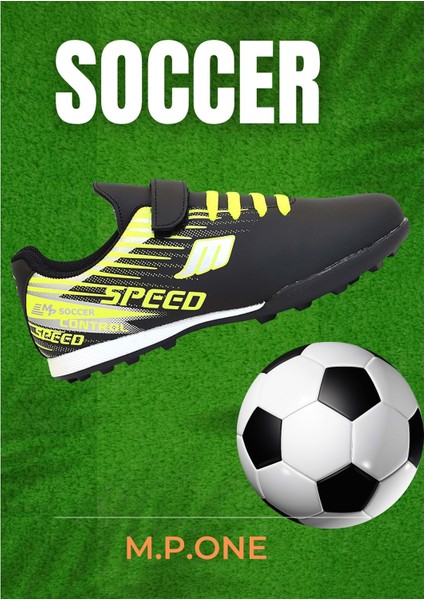 Kidessa 1753-1368 Bantlı Çocuk Halı Saha Futbol Ayakkabısı - NKT01753-SIYAH Yeşil-33 indirimleri