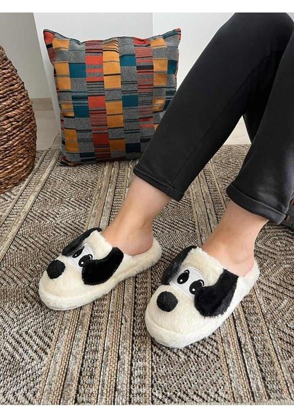 Bayan Sessiz Taban Köpekli Peluş Pofuduk Günlük Giyilebilir Ev Terliği Bohça Çeyiz