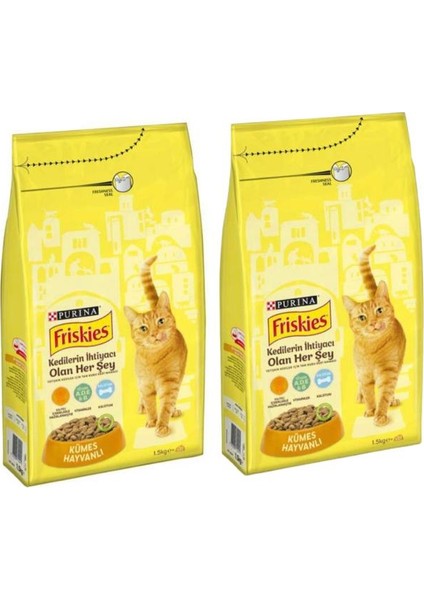 Friskies Kümes Hayvanlı Yetişkin Kedi Maması 1.5kg x 2 Adet