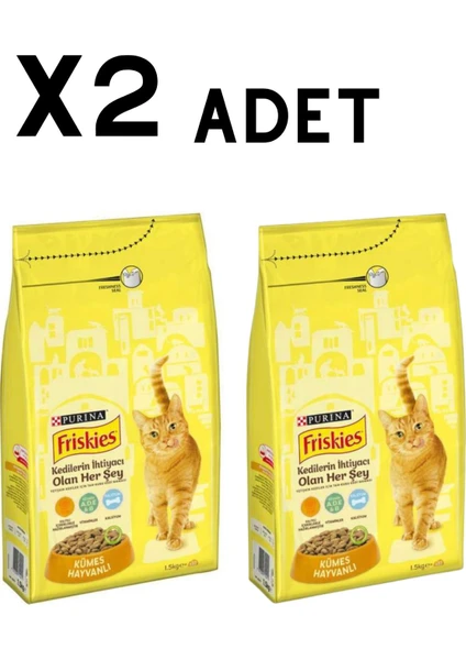 Friskies Kümes Hayvanlı Yetişkin Kedi Maması 1.5kg x 2 Adet