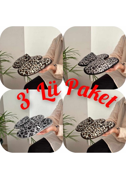 3'lü Paket Kışlık Rahat Kadın Ev Terliği Terlik