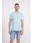 Şimşek Nakışlı Bisiklet Yaka Açık Mavi Tshirt 1