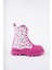 Pembe Beyaz Renkli Barbie Baskılı Fermuarlı Bağcıklı Lüks Kız Çocuk Botu 3