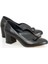 Siyah Kalın Topuk Fiyonklu Stiletto(5cm) 1