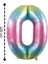 Gökkuşağı Renkli Folyo Balon 0 Rakamı Helyum Balon 100 cm 1