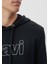 Erkek Mavi Logo Baskılı Kapüşonlu Siyah Sweatshirt 065606-900 4