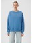 Kadın Bisiklet Yaka Mavi Basic Sweatshirt 1610198-70885 3