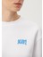 Kadın Mavi Logo Baskılı Beyaz Crop Sweatshirt 1611601-620 5